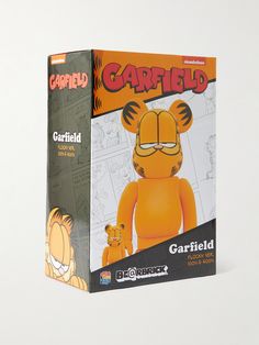 a cardboard box with an image of garfield the cat on it's front and back sides