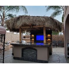 Outdoor Kitchen Palapa with Built-In BBQ Grill T.V. Island Outdoor Kitchen, Built In Bbq Grill, Grills Outdoor, Propane Patio Heater, Tropical Backyard, Bbq Island, Built In Bbq, Backyard Kitchen, St Croix