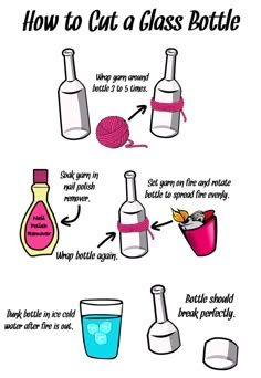 how to cut a glass bottle in half with instructions on how to use it for making the