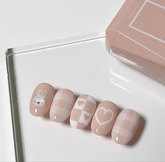 Korea Nail Art, Bears Nails, Fake Nails Designs, Hello Nails, Asian Nails, Anime Nails, Korean Nails, Aesthetic Nails