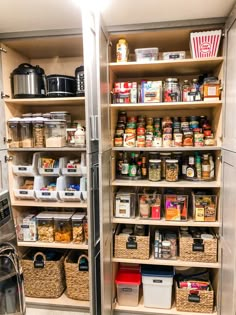 the pantry is stocked with all kinds of food