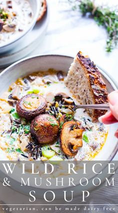 Wild Rice And Mushroom Soup in a bowl. Wild Rice And Mushroom Soup, Soup Sunday, Vegetarian Dinner Ideas, Wild Rice Soup Recipes, Meatless Recipes, Soup Dish