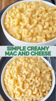 two bowls filled with macaroni and cheese