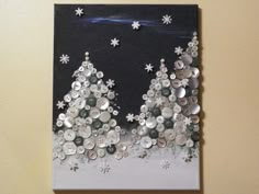 a christmas card with buttons and snowflakes on it