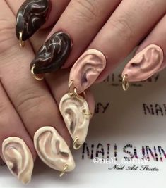 Nail Designs Crazy, Pierced Nails, Piercing Nails, Funny Nails, Sailor Moon Nails, Monster Nails, Nails Grunge