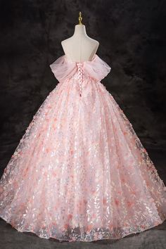 A-Line Pink Flowers Tulle Long Princess Dress Off the Shoulder Formal Evening Dress Princess Style Floor-length Lace Dress, Pink A-line Gown For Banquet, Pink Princess Gown For Banquet, Pink Tulle Banquet Dress, Princess Style Ball Gown For Quinceanera In Spring, Princess Ball Gown For Quinceanera Spring, Pink Fairy Dress For Wedding, Spring Pink Ball Gown For Quinceanera, Pink Ball Gown For Quinceanera Spring Season