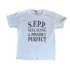 WHITE SFPP tee! you can choose between a baby tee (cropped style) or a regular t-shirt version in checkout!  - this design is a self fixated original! - everything is handmade & made to order - ships from cali  - this design is screen printed  crewneck & tote bag version also available on our site! CHECK OUT OUR WEBSITE SELFFIXATED.COM FOR EXCLUSIVE ITEMS/DISCOUNTS & FOLLOW US ON INSTAGRAM & TIKTOK FOR UPCOMING DROPS & TO BE FEATURED!! Happy shopping! xoxo White Cropped T-shirt With Slogan For Streetwear, White T-shirt With Funny Text For Streetwear, White Short Sleeve Y2k T-shirt, Y2k Style White Short Sleeve T-shirt, White Y2k Short Sleeve T-shirt, Y2k Style White T-shirt With Short Sleeves, 90s Style Pre-shrunk White T-shirt, White Y2k Pre-shrunk T-shirt, White Y2k T-shirt With Funny Text