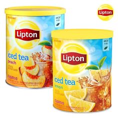 two cans of lipton iced tea with lemon