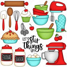 let's start things up clipart set with baking supplies and utensils