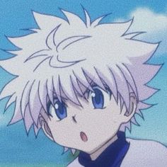 an anime character with white hair and blue eyes looks at the camera while standing in front of