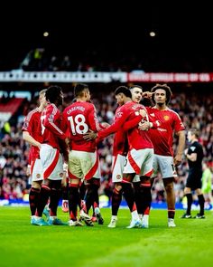 the manchester united players are congratulating each other