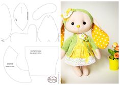 the paper doll is made to look like it's wearing a yellow dress