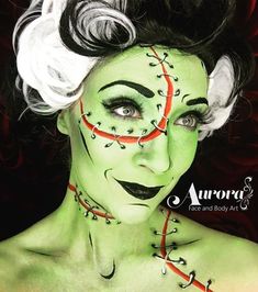 Frankenstein Face Paint, Frankenstein Wig, Bride Of Frankenstein Wig, Spirit Halloween Coupon, Bride Of Frankenstein Halloween, Cute Frankenstein, Halloween Face Paint, Paint Inspiration, Frankenstein Halloween