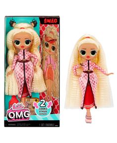 a doll with blonde hair and glasses in a box