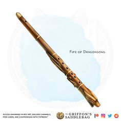 a wooden flute is shown with the caption fire of dragon song