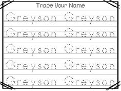 the trace your name worksheet for children to practice handwriting and writing with numbers