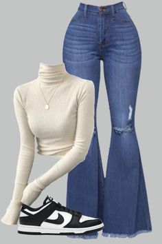 How To Style Flared Jeans, Outfit Ideas Everyday, Autumn Outfit Ideas, Pink Stuff, Outfit Styles, Jeans Cropped, Latina Fashion, Trendy Outfits For Teens, Everyday Fashion Outfits