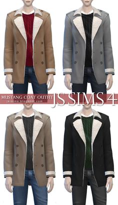 four different types of coats with fur collars