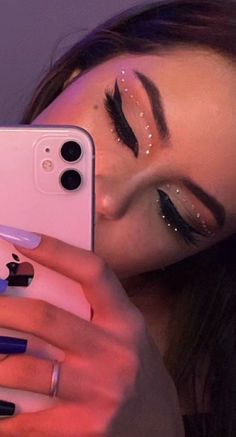 Makeup Ideas For Brown Dress, Rine Stone Makeup, Rhinestone Makeup, Eye Makeup Pictures, Pinterest Makeup, Dope Makeup