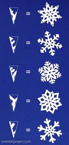 snowflakes are shown on a blue background and have different angles to show them