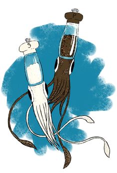 an octopus is holding a water bottle in it's mouth and its tentacles are wrapped around the bottle