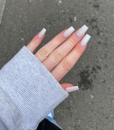 Nails With White Acrylic, Milky White Nails With Heart, Nails Weiss, Cool White Nails, Nail Inspo White, White Nail Ideas, White Coffin Nails, Basic Nails, Work Nails