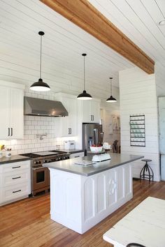 the kitchen is clean and ready to be used as a dining room or family room