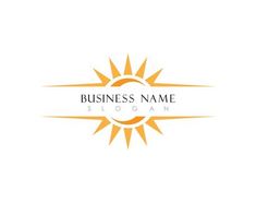 a sun logo with the word business name on it's front and bottom corner