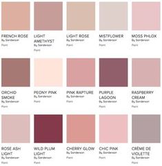 the shades of pink are shown in this color chart