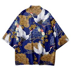 Check out this amazing 🈹 Royal Cranes Haori 🈹 Shop & Grab 15% off with code 🎁 JPIN 🎁 White Crane, Blue Kimono, Deep Royal Blue, Royal Blue And Gold, Gentle Touch, The Grace, Blue And Gold