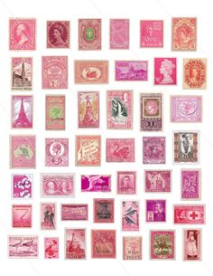 many different types of stamps are arranged in the shape of a square on a white background