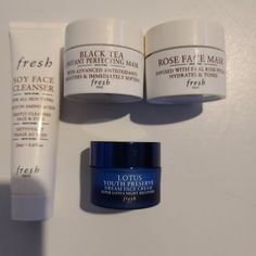 4 Iteams Rose Face Mask Size 0.5 Fl Oz Black Tea Mask Size 0.5 Fl Oz Soy Face Cleanser Size 0.6 Fl Oz Lotus Youth Preserve Size 0.23 Fl Oz All New Never Used .. Black Tea Mask, Fresh Rose Face Mask, Fresh Skincare, Rose Face Mask, Rose Face, Hydrating Face Mask, Overnight Mask, Skin Care Mask, Holiday Gift Sets