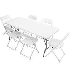 a white table and four chairs on a white background