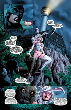 a comic page with an image of a woman in the woods