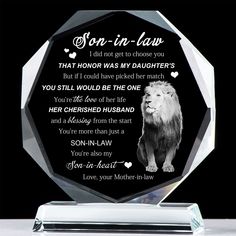 PRICES MAY VARY. 💕Unique Meaning - Engraved in the glass keepsake are words expressing gratitude to the son-in-law. Thank you for loving my daughter. A beautiful and great gift to let him know you're so gratified for him to join the big family, the relationship means so much to you 🎁Best Gifts for Son in Law - Perfect meaningful keepsake represents an unbreakable bond between mother-in-law and son-in-law. Perfect gifts for son in law from mother in law for any occasion - Son in law gifts for C Gifts For Son In Law, Son In Law Gifts, Mother In Law Birthday, Daughter Wedding Gifts, Relationship Meaning, Unique Meaning, I Love My Daughter, Son In Law, Fathers Day Presents