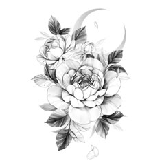 a black and white drawing of flowers