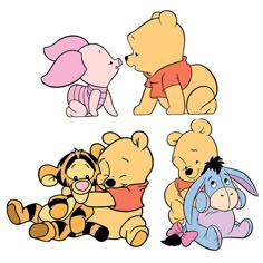 winnie the pooh and friends are sitting together