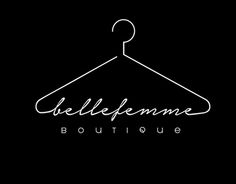 a black and white logo for a clothing store with a hanger in the middle