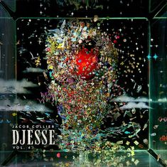 the album cover art for djesse, featuring an image of a red ball surrounded by confetti