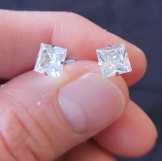 Brand New Stud Nap Earrings With Large, Princess Cut Crystals (6mm). High-Quality 18k White Gold Plating, Waterproof, Rustproof. Will Last Forever. Great For Sensitive Ears 46 Nap Earrings, Earrings Color, Sensitive Ears, Princess Cut, Gold Plating, Gold Plate, Jewelry Earrings, Plating, White Gold