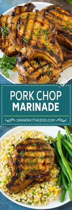 pork chop marinade with rice and green beans