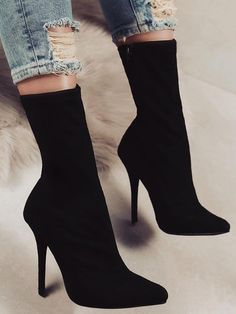 Womens Black Booties, Elegant High Heels, Zipper Heels, Pointed Toe Heels, Black High Heels, Heels Boots, Heel Boots