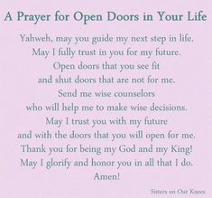 a prayer for open doors in your life