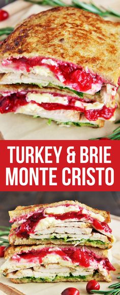 turkey and brie monte cristoo sandwich cut in half