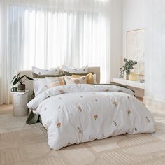 Yasmin Quilt Cover Set BED LINEN KAS AUSTRALIA White Double 180X210CM + 2PC 48X73CM Mattress Size Chart, New Bedding, Single Quilt, Embroidered Leaves, White King, Single Mattress, Queen Mattress Size, King Size Mattress, Material Bed