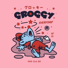 a cartoon character laying on the ground with text that reads grooy everyday friday