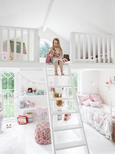 Neat ..... to be able to climb upstairs and play Pink Room Design, Light Pink Rooms, Mommo Design, Design Ložnic, Loft Decor, Girls Rooms, Kids Room Ideas, Shared Rooms