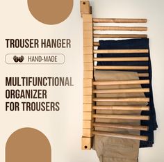 Keep your pants looking your best and your closet fully organized. Simply install this practical wooden rack on the wall of the cabinet or on the back of a door to store up to 15 pairs of trousers in an orderly and efficient manner. This is the original rack manufactured since 2017 with great manufacturing quality. The shaft keeps its grain as if it were a single piece. Mounted on the wall Design to save space, it is beautiful, easy to install an Trouser Rack, Wooden Clothes Hanger, Dress Rack, Trouser Hangers, Closet Rack, Pants Rack, Wooden Rack, Star Words