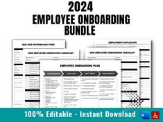 the employee onboarding bundle is shown in black and white