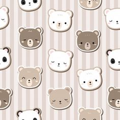 the bears are all different sizes and colors on this wallpaper pattern, but they're